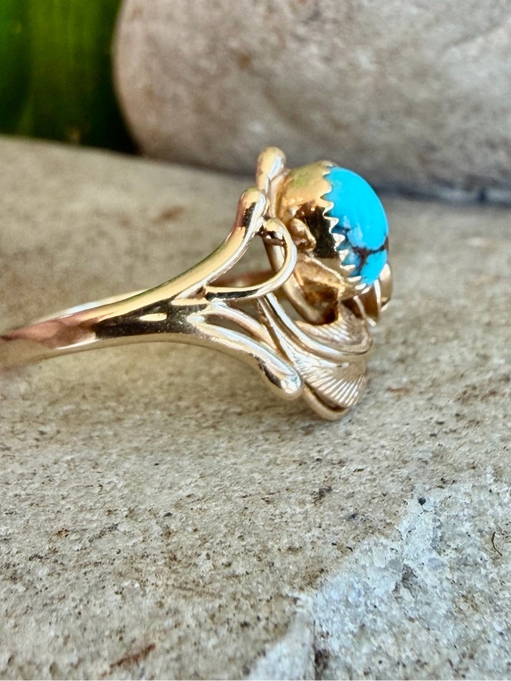 14 karat gold and turquoise ring - Picture 6 of 6